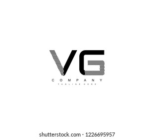 Text VG Letter Monogram with Dots List Pattern Logo Design