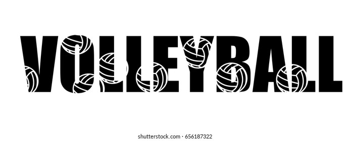 Text Volleyball logo text inversion black white