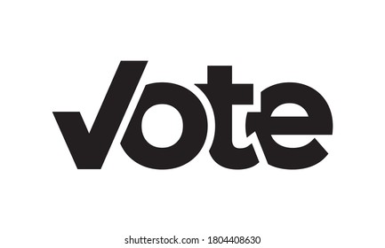 text vote with letter V shape checkmark design vector illustration