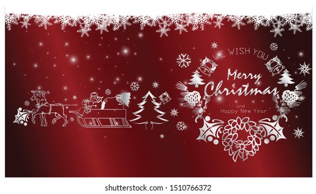 Text We Wish You Merry Christmas and Happy New Year Typographical on shiny Xmas background with winter landscape.