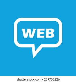 Text WEB in chat bubble, isolated on blue