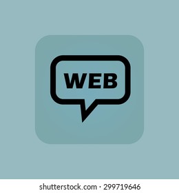 Text WEB in chat bubble, in square, on pale blue background