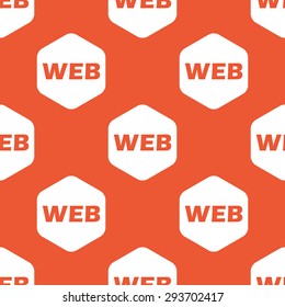 Text WEB in white hexagon, repeated on orange background