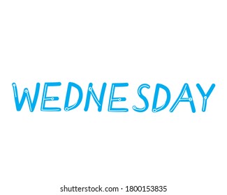 Text wednesday as day of the week isolated on white background. Single drawn cute vector stock illustration for organizer, diary, weekly, calendar or planning in Bullet Journal