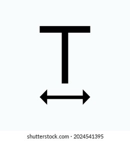 Text Width Icon. Editing, Adjustment Symbol  - Vector.