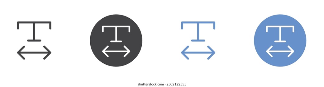 Text width icon Flat simple outline set