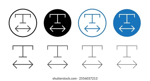 Text width icon Thin outline art symbol