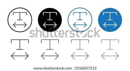 Text width icon Thin outline art symbol