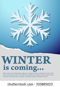 Text winter is coming on torn paper