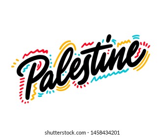 Text word art design vector of country name for Palestine
