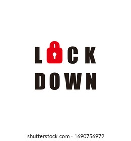 text word lock down symbol decoration vector