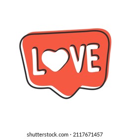 text word love word with heard on speech bubble Vector eps 10