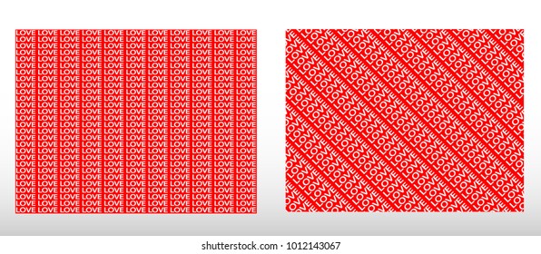 Text the word love white on red background.Vector,eps10