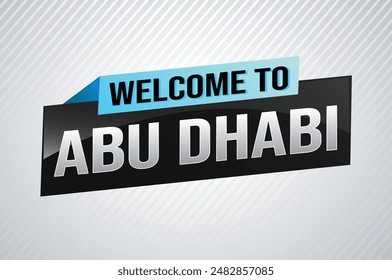 text word welcome to Abu Dhabi UAE city icon logo poster vector modern design graphic can use banner, flyer, web, study, education, sport event, special promo tour trip vacation holiday

