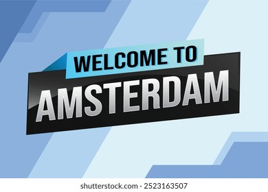 text wort willkommen in Amsterdam city symbol logo poster vektor design grafik kann verwenden banner, flyer, web, sport event, spezielle promo tour trip holiday

