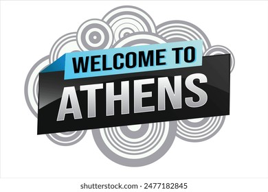 text word welcome to Athens city icon logo poster vector modern design graphic can use banner, flyer, web, study, education, sport event, special promo tour trip vacation holiday

