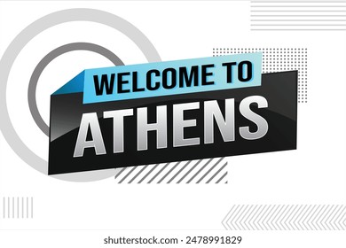 text word welcome to Athens city icon logo poster vector modern design graphic can use banner, flyer, web, study, education, sport event, special promo tour trip vacation holiday

