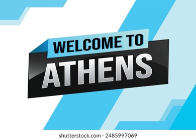 text word welcome to Athens city icon logo poster vector modern design graphic can use banner, flyer, web, study, education, sport event, special promo tour trip vacation holiday

