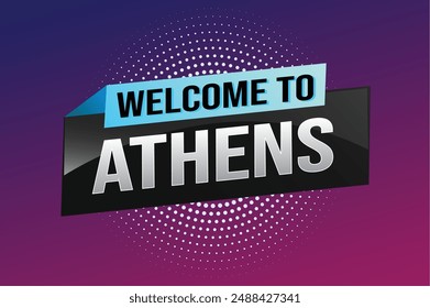 Textwort Willkommen bei Athen City Icon Logo Poster Vektorgrafik Modernes Design Grafik kann Banner, Flyer, Web, Studium, Bildung, Sportveranstaltung, Sonderaktion Tour Urlaub

