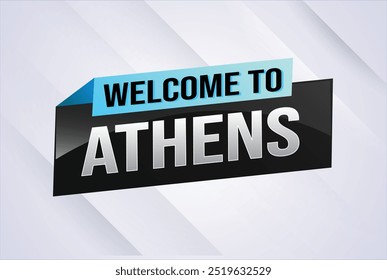 text wort willkommen zu Athen stadt symbol logo poster vektor moderne design grafik kann verwenden banner, flyer, web, studie, bildung, sport event, spezielle aktion tour trip holiday

