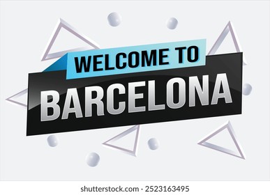 text word welcome to Barcelona city icon logo poster vector design graphic can use banner, flyer, web, study, education, sport event, special promo tour trip holiday

