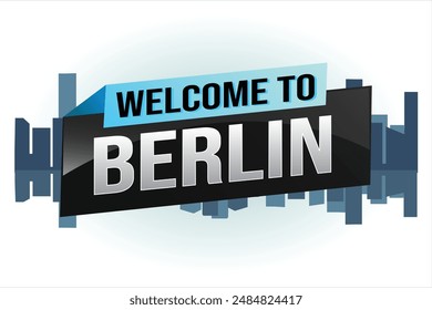 text word welcome to Berlin city icon logo poster vector design graphic can use banner, flyer, web, study, education, sport event, special promo tour trip holiday

