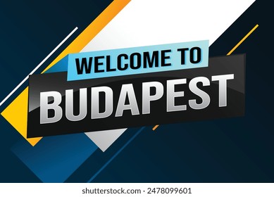 text word welcome to Budapest city icon logo poster vector modern design graphic can use banner, flyer, web, study, education, sport event, special promo tour trip vacation holiday

