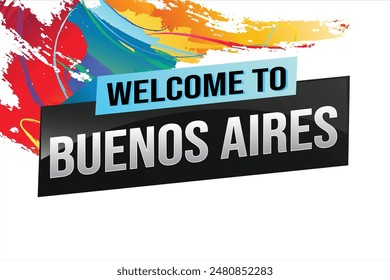 text word welcome to Buenos Aires city icon logo poster vector modern design graphic can use banner, flyer, web, study, education, sport event, special promo tour trip vacation holiday

