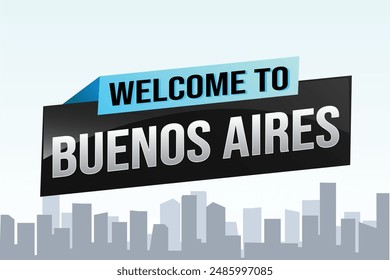 text word welcome to Buenos Aires city icon logo poster vector modern design graphic can use banner, flyer, web, study, education, sport event, special promo tour trip vacation holiday

