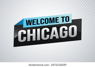 text word welcome to Chicago city USA icon logo poster vector modern design graphic can use banner, flyer, web, study, education, sport event, special promo tour trip vacation holiday

