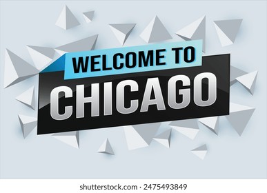 text word welcome to Chicago city USA icon logo poster vector modern design graphic can use banner, flyer, web, study, education, sport event, special promo tour trip vacation holiday