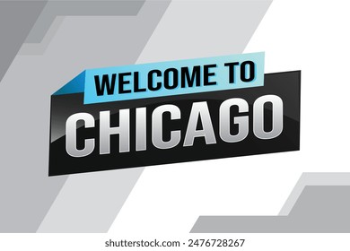 text word welcome to Chicago city USA icon logo poster vector modern design graphic can use banner, flyer, web, study, education, sport event, special promo tour trip vacation holiday

