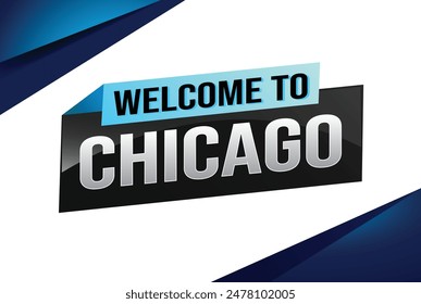 text word welcome to Chicago city USA icon logo poster vector modern design graphic can use banner, flyer, web, study, education, sport event, special promo tour trip vacation holiday

