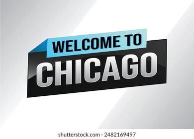 text word welcome to Chicago city USA icon logo poster vector modern design graphic can use banner, flyer, web, study, education, sport event, special promo tour trip vacation holiday

