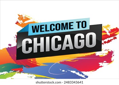 text word welcome to Chicago city USA icon logo poster vector modern design graphic can use banner, flyer, web, study, education, sport event, special promo tour trip vacation holiday