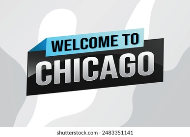 text word welcome to Chicago city USA icon logo poster vector modern design graphic can use banner, flyer, web, study, education, sport event, special promo tour trip vacation holiday

