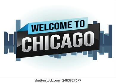 text word welcome to Chicago city USA icon logo poster vector modern design graphic can use banner, flyer, web, study, education, sport event, special promo tour trip vacation holiday

