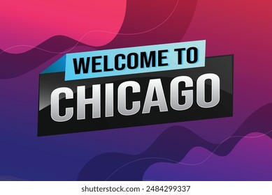 text word welcome to Chicago city USA icon logo poster vector modern design graphic can use banner, flyer, web, study, education, sport event, special promo tour trip vacation holiday

