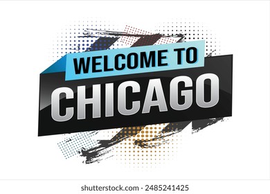 text word welcome to Chicago city USA icon logo poster vector modern design graphic can use banner, flyer, web, study, education, sport event, special promo tour trip vacation holiday

