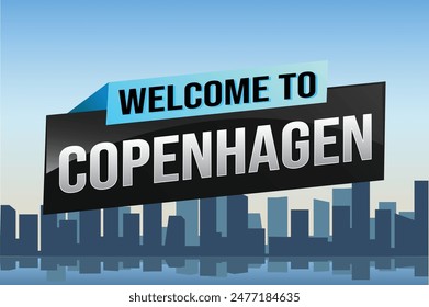 text word welcome to Copenhagen city icon logo poster vector modern design graphic can use banner, flyer, web, study, education, sport event, special promo tour trip vacation holiday

