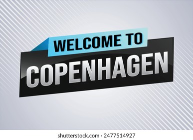 text word welcome to Copenhagen city icon logo poster vector modern design graphic can use banner, flyer, web, study, education, sport event, special promo tour trip vacation holiday

