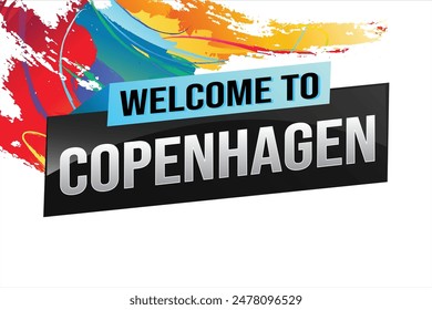 text word welcome to Copenhagen city icon logo poster vector modern design graphic can use banner, flyer, web, study, education, sport event, special promo tour trip vacation holiday

