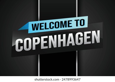 text word welcome to Copenhagen city icon logo poster vector modern design graphic can use banner, flyer, web, study, education, sport event, special promo tour trip vacation holiday

