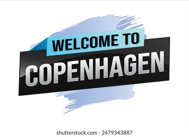 text word welcome to Copenhagen city icon logo poster vector modern design graphic can use banner, flyer, web, study, education, sport event, special promo tour trip vacation holiday

