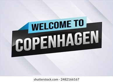 text word welcome to Copenhagen city icon logo poster vector modern design graphic can use banner, flyer, web, study, education, sport event, special promo tour trip vacation holiday

