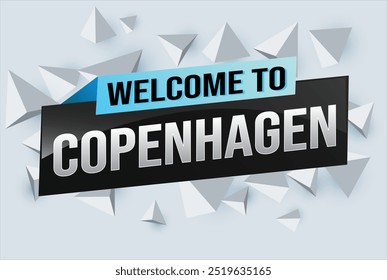 text word welcome to Copenhagen city icon logo poster vector modern design graphic can use banner, flyer, web, study, education, sport event, special promo tour trip vacation holiday

