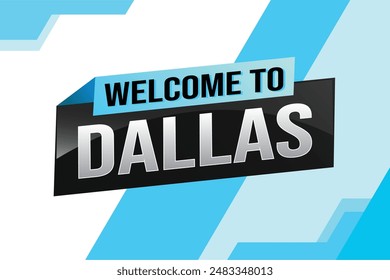 Textwort Willkommen in Dallas Stadt USA Icon Logo Poster Vektorgrafik Modernes Design Grafik kann Banner, Flyer, Web, Spielautomat Casino, Hotel, Sportereignis, Sonderaktion Tour Urlaub