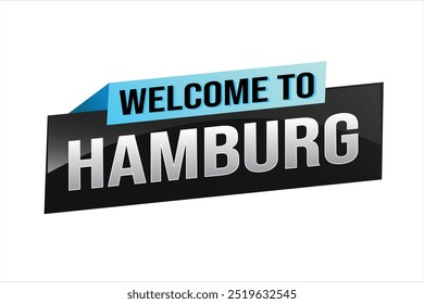 palavra de texto bem-vindo ao ícone da cidade de Hamburgo logotipo cartaz vetor design moderno gráfico pode usar banner, folheto, web, estudo, educação, evento esportivo, tour especial férias férias

