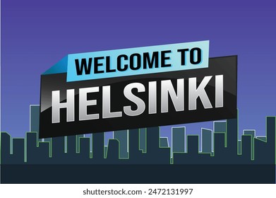 text word welcome to Helsinki city icon logo poster vector modern design graphic can use banner, flyer, web, study, education, sport event, special promo tour trip vacation holiday

