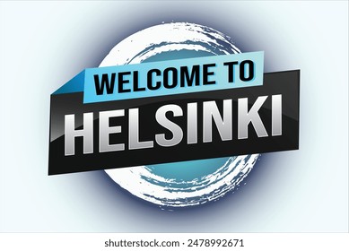 text word welcome to Helsinki city icon logo poster vector modern design graphic can use banner, flyer, web, study, education, sport event, special promo tour trip vacation holiday

